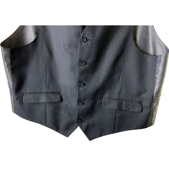 Steve Harvey Celebrity Edition Men Large Black Gray Houndstooth Vest Formal Wear - Picture 10 of 10